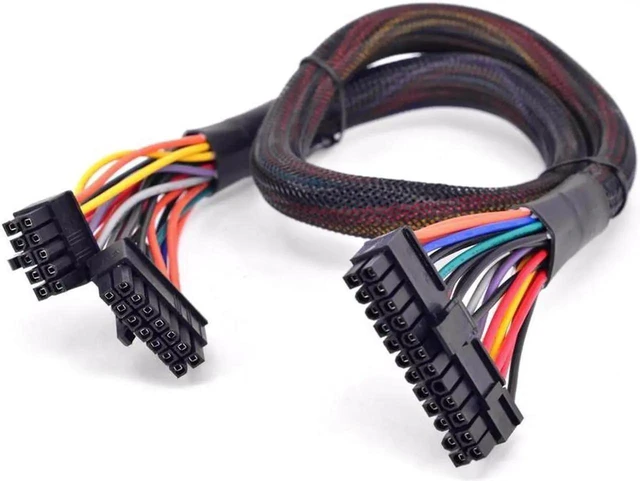 Main image of 14+10Pin to 20+4Pin ATX 24Pin Motherboard Power Cable, Flat Modular PSU Extension Cord Compatible with Corsair HX750i HX850i HX1000i HX1200i Power Supply
