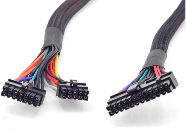 Alt view image 2 of 4 - 14+10Pin to 20+4Pin ATX 24Pin Motherboard Power Cable, Flat Modular PSU Extension Cord Compatible with Corsair HX750i HX850i HX1000i HX1200i Power Supply