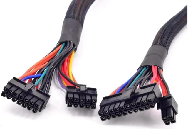Alt view image 4 of 4 - 14+10Pin to 20+4Pin ATX 24Pin Motherboard Power Cable, Flat Modular PSU Extension Cord Compatible with Corsair HX750i HX850i HX1000i HX1200i Power Supply