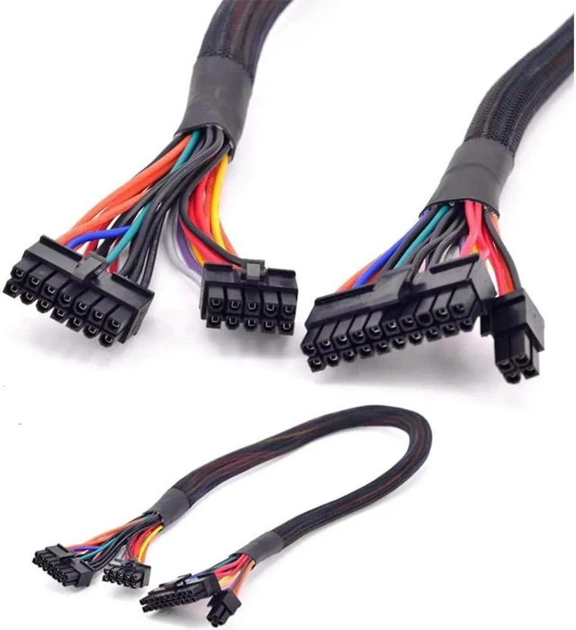 Alt view image 3 of 4 - 14+10Pin to 20+4Pin ATX 24Pin Motherboard Power Cable, Flat Modular PSU Extension Cord Compatible with Corsair HX750i HX850i HX1000i HX1200i Power Supply
