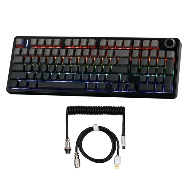 Alt view image 8 of 14 - X Aula F99 PRO Wireless Gaming Keyboard Nimbus Switch+Puff Aviator Coiled USB Cable Type-C Suitable for RT100/TH68 PRO/TH80 PRO/TH96/TH80 SE/CIDOO V65. etc(Puff Black)
