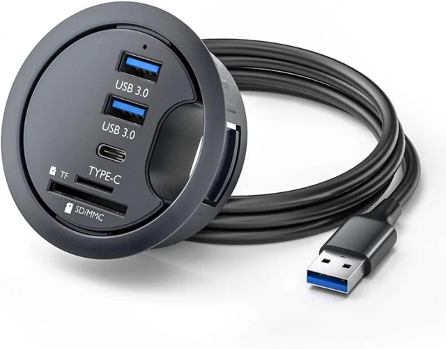 Alt view image 8 of 14 - CY USB 3.0 Hub SD TF USB-C 2 Port USB 60mm Desk Grommet Splitter Dock Station Micro-SD Card Reader for Desktop PC