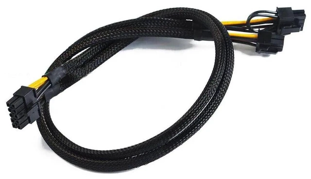 Alt view image 2 of 3 - 50cm Server 10Pin to Dual 6+2Pin PCIe Power Cable, 10 Pin to 8Pin GPU Power Adapter Cord Compatible with HP DL380 G8 G9 Server