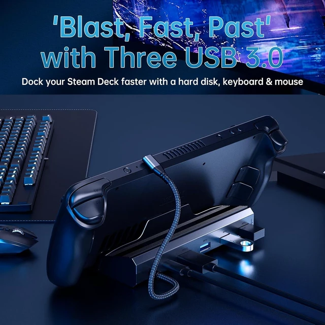 Alt view image 11 of 14 - Docking Station for Steam Deck/ROG Ally/Legion Go, The 6 in 1 Steam Deck Dock. 1000Mbps Ethernet, 3.0 PD 100W Fast Charging, HDMI 2.0 4K@60Hz and 3 USB 3.0 Port Steam Deck OLED Dock.