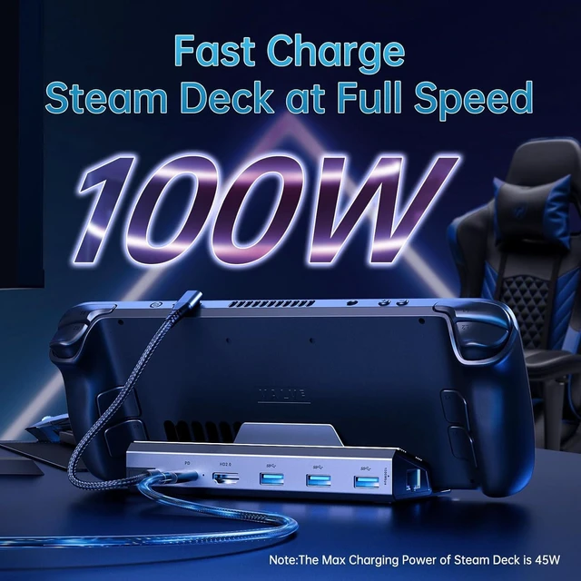 Alt view image 13 of 14 - Docking Station for Steam Deck/ROG Ally/Legion Go, The 6 in 1 Steam Deck Dock. 1000Mbps Ethernet, 3.0 PD 100W Fast Charging, HDMI 2.0 4K@60Hz and 3 USB 3.0 Port Steam Deck OLED Dock.