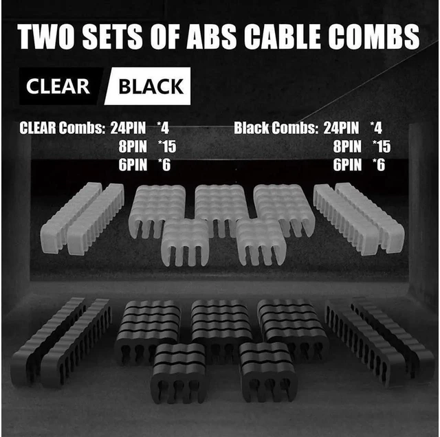 Alt view image 5 of 5 - 30CM Black Sleeved PSU Extension Cable Kit, 24Pin ATX / 4+4 Pin EPS / 6+2 Pin PCIe Modular Power Cables with Dual Cable Combs, Universal ATX Power Supply Extension Set for PC Gaming Builds