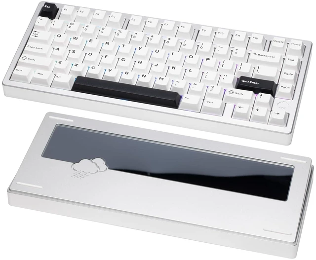 Alt view image 7 of 12 - WOBKEY Rainy 75 CNC Aluminum HMX/JWK/Cocoa Switches Triple-Mode Connectivity Mechanical Keyboard with Superior Acoustics, RGB/PP/Mirrored Glass/3500mAh/Violet Switch (Standard - Silver)