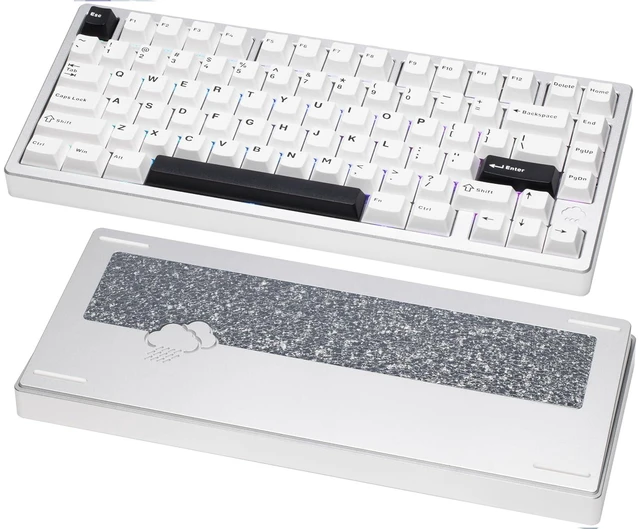 Alt view image 7 of 12 - WOBKEY Rainy 75 CNC Aluminum HMX/JWK/Cocoa Switches Triple-Mode Connectivity Mechanical Keyboard with Superior Acoustics, RGB/FR4/Silver SUS304/7000mAh/Cocoa Switch (Pro - Silver)