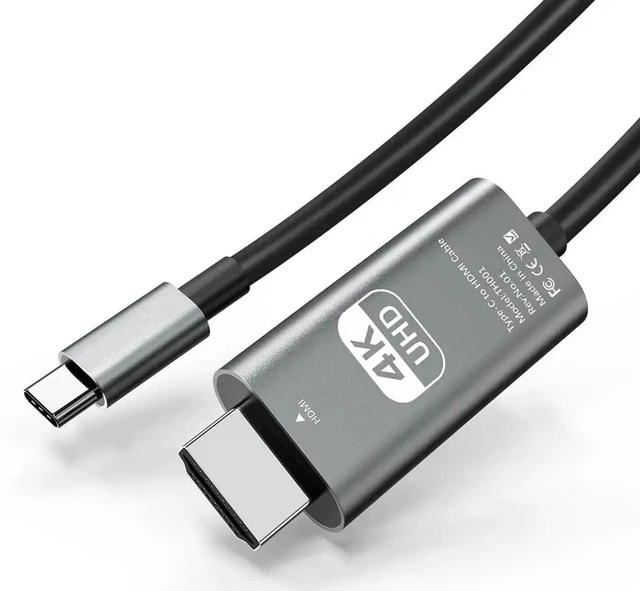 Main image of 6Ft USB C to HDMI Cable, 4K USB 3.1 Type-C to HDMI Cord Thunderbolt 3/4/5 Compatible for MacBook Air, Galaxy S9-S24, iPhone 15/16, iPad Pro, iMac, Surface
