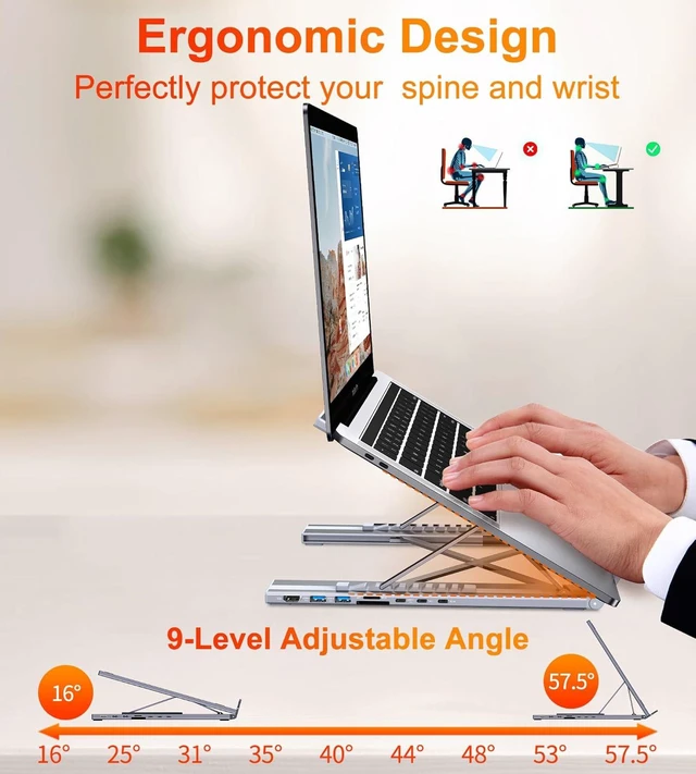Alt view image 13 of 14 - USB C Laptop Docking Station Stand, Dock Tablet Stand, 8 in 1 USB C Hub with 4K HDMI, 2 USB 3.0, PD 100W, Universal Dock Station for MacBook Pro/Air/Dell/HP/Surface/Lenovo, Plug and Play