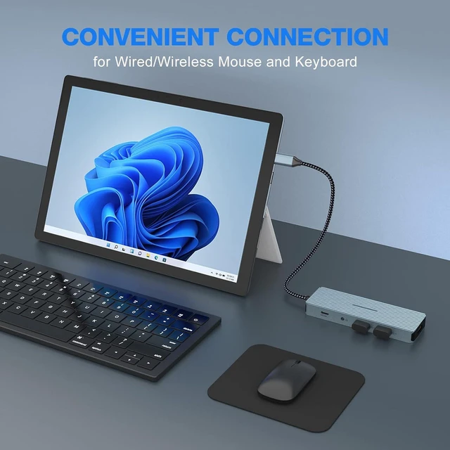 Alt view image 13 of 14 - USB C Docking Station, USB C Hub, 10 in 1 USB C Docking Station con HDMI 4K, 2 USB 3.0, 2 USB 2.0, USB C, 100W PD, Audio, SD/TF Compatible con MacBook Pro/Air, Surface Pro/Go, Thunderbolt 3