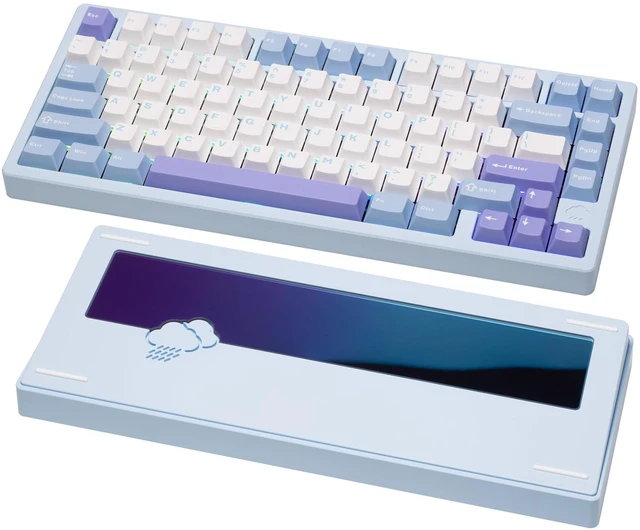 Alt view image 7 of 12 - WOBKEY Rainy 75 CNC Aluminum HMX/JWK/Cocoa Switches Triple-Mode Connectivity Mechanical Keyboard with Superior Acoustics, RGB/PP/Gradient Glass/3500mAh/Violet Switch (Standard - Blue)
