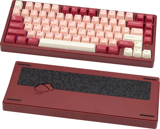 Alt view image 7 of 12 - WOBKEY Rainy 75 CNC Aluminum HMX/JWK/Cocoa Switches Triple-Mode Connectivity Mechanical Keyboard with Superior Acoustics, RGB/FR4/Silver SUS304/7000mAh/Cocoa Switch (Pro - Red Velvet)