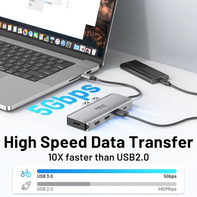 Alt view image 13 of 14 - USB C Docking Station Dual Monitor, 9 in 1 Triple Display Docking Station to Dual HDMI Adapter Displayport SD TF Card Reader 2USB 2.0, 1 USB 3.0, 100W PD for USB C Thunderbolt 3/4 Laptops