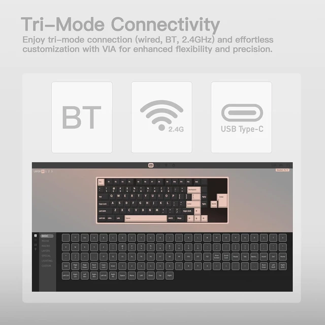 Alt view image 11 of 12 - WOBKEY Rainy 75 CNC Aluminum HMX/JWK/Cocoa Switches Triple-Mode Connectivity Mechanical Keyboard with Superior Acoustics, No RGB/PP/Mirrored Glass/3500mAh/Violet Switch (Lite - Silver)