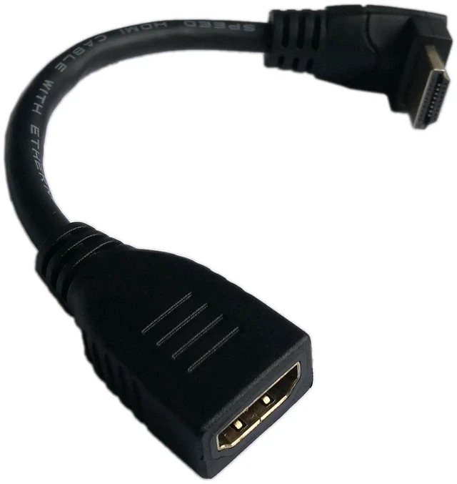 Alt view image 4 of 6 - 5 Inch 90 Degree Vertical Right Up Angle HDMI Male to Female Cable, HDMI 2.0 High Speed Cord Support 4K@60Hz 2160P 1080P 3D Ethernet ARC for HDTV Monitor Projector