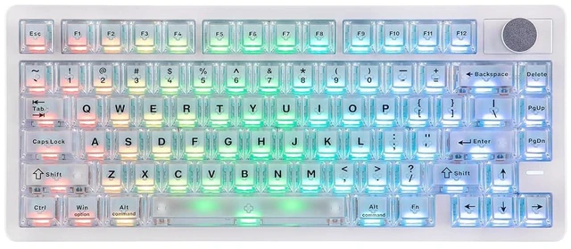 Alt view image 8 of 14 - HE75 V2 TMR Hall Effect Gaming Keyboard w/Changeable Knob | Rapid Triggering, 8K Polling, 0.01mm Adjustable Actuation, Hybrid Hot-Swap, Creamy & Thocky, 2.4Ghz/BT for Mac/WIN (White)