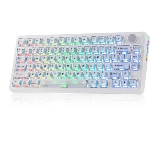 Alt view image 8 of 14 - HE75 V2 Hall Effect Gaming Keyboard, 8K Polling & 0.1ms, 8000mAh & 2.4Ghz/BT, Hot Swap Key & Knob, 0.005mm Adjustable Actuation, Rapid Triggering, Creamy & Thocky (White)
