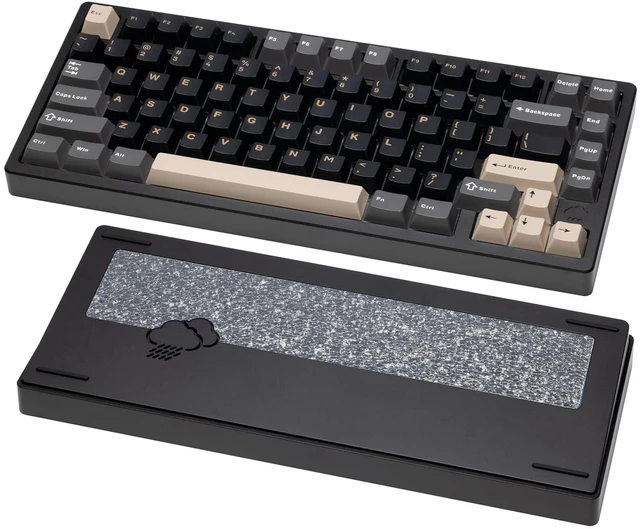 Alt view image 2 of 2 - WOBKEY Rainy 75 CNC Aluminum HMX/JWK/Cocoa Switches Triple-Mode Connectivity Mechanical Keyboard,RGB/FR4/Silver SUS304/7000mAh/SHHH Switch (Pro - Black(Silent Shhh Switch))