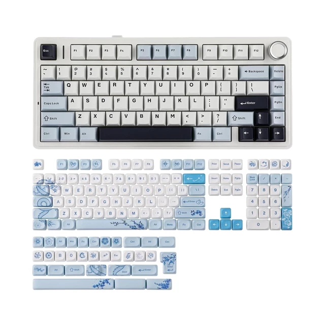 Alt view image 8 of 14 - X Aula F75 Gasket Mechanical Keybaord+LINDSEYSZN Azure Dragon SZN Keycaps Set