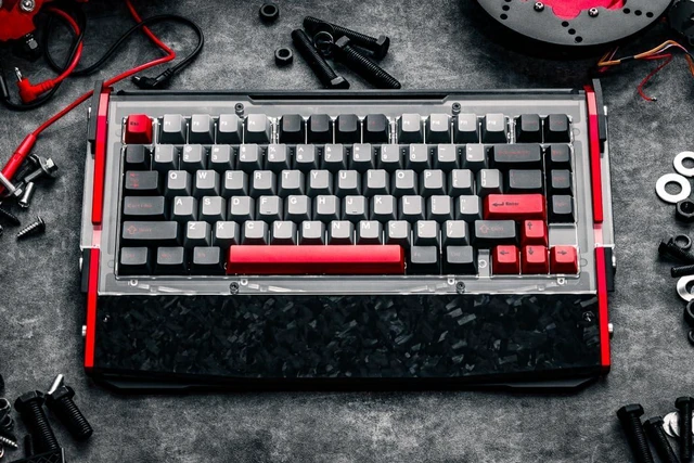 Alt view image 12 of 14 - Black Diamond RT Hall Effect Magnetic Gaming Keyboard 75%, 0.04mm Accuracy, 8k Polling Rate, 0.25ms Latency, Leaf Spring Mount Mechanical Feel, Custom Fixed-Wall Magnetic Switch, Shadow Crimson
