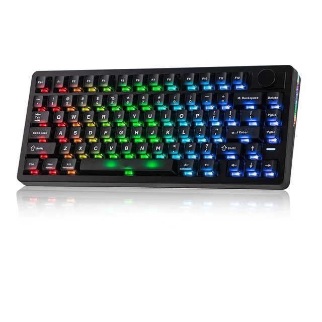 Alt view image 8 of 14 - HE75 V2 Hall Effect Gaming Keyboard, 8K Polling & 0.1ms, 8000mAh & 2.4Ghz/BT, Hot Swap Key & Knob, 0.005mm Adjustable Actuation, Rapid Triggering, Creamy & Thocky (Black)
