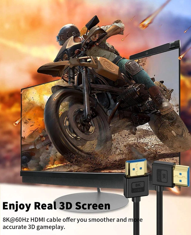 Alt view image 4 of 7 - 1ft 90 Degree Right Angle 8K HDMI 2.1 Cable, Ultra Thin Slim Flexible Silicone HDMI to HDMI Cord, 48Gbps Support 8K@60Hz Compatible with TV HDTV PS5 PC Monitor