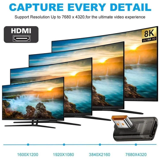 Alt view image 4 of 7 - 90 Degree Left Angled Low Profile HDMI 2.1 Adapter, Transparent 8K@60Hz UHD Male to Female HDTV Extender with Smart LED Light for Monitor TV Projector