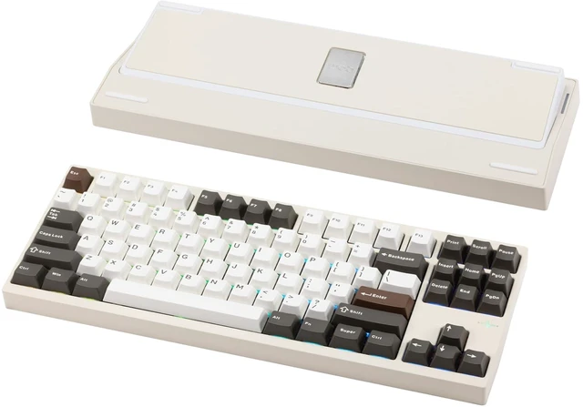 Alt view image 8 of 14 - WOBKEY Crush 80 Beta CNC Aluminum Quick-Disassembly Ball-Catch Mount Triple-Mode Connectivity Gaming Mechanical Keyboard with HMX Frost Jade Switch and BSUN Arctic Switch (Pro White)