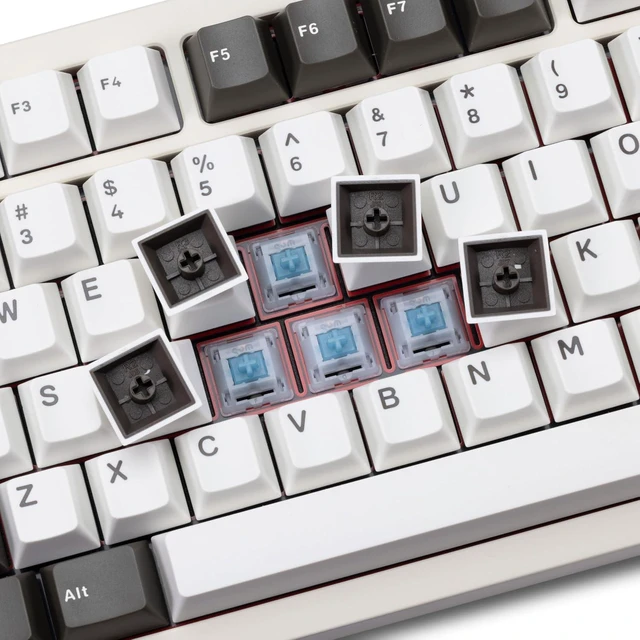 Alt view image 14 of 14 - WOBKEY Crush 80 Beta CNC Aluminum Quick-Disassembly Ball-Catch Mount Triple-Mode Connectivity Gaming Mechanical Keyboard with HMX Frost Jade Switch and BSUN Arctic Switch (Pro White)