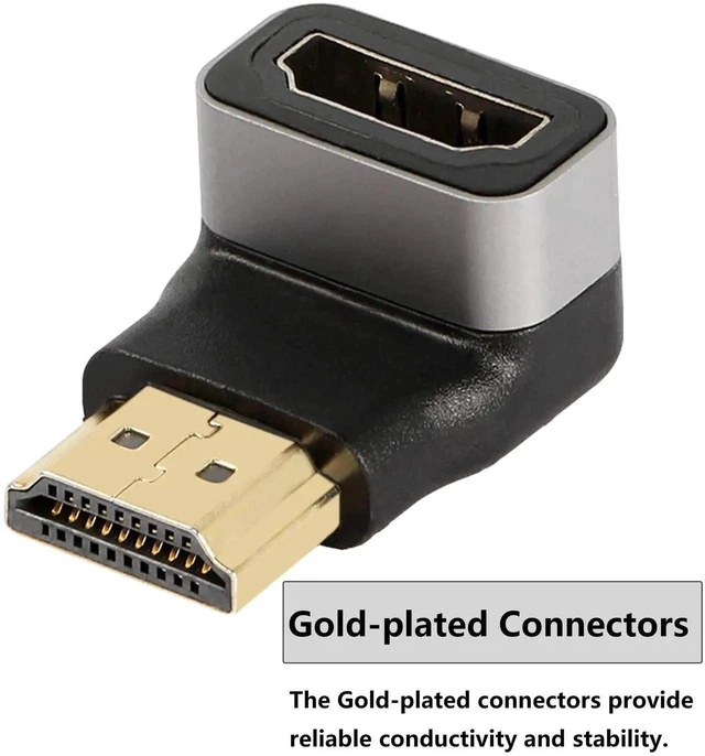 Alt view image 2 of 7 - 90 Degree HDMI Adapter Gold-Plated 4K@60Hz Male to Female Connector Extension Coupler, Wide Compatibility for TV Stick Monitor PC Projector (2PCS)