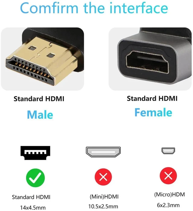 Alt view image 3 of 7 - 90 Degree HDMI Adapter Gold-Plated 4K@60Hz Male to Female Connector Extension Coupler, Wide Compatibility for TV Stick Monitor PC Projector (2PCS)