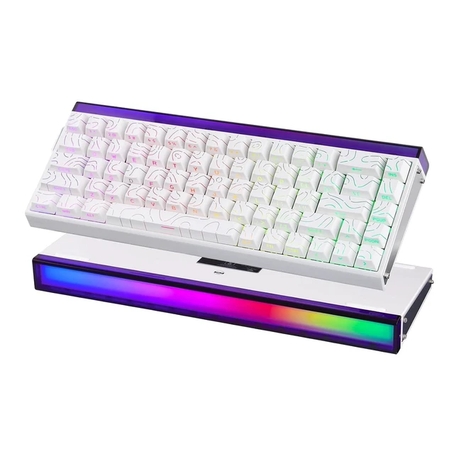 Alt view image 7 of 12 - Aula Hero 68 HE Wired Magnetic Gaming Keyboard, 0.01mm Adjustable Actuation, Rapid Hall Effect Switch, 8kHz Polling, 5-Layer Sound Dampening, RGB Box & Backlight (White Topographic)