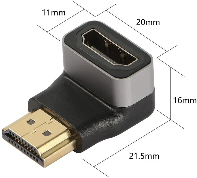 Alt view image 6 of 7 - 90 Degree HDMI Adapter Gold-Plated 4K@60Hz Male to Female Connector Extension Coupler, Wide Compatibility for TV Stick Monitor PC Projector (2PCS)