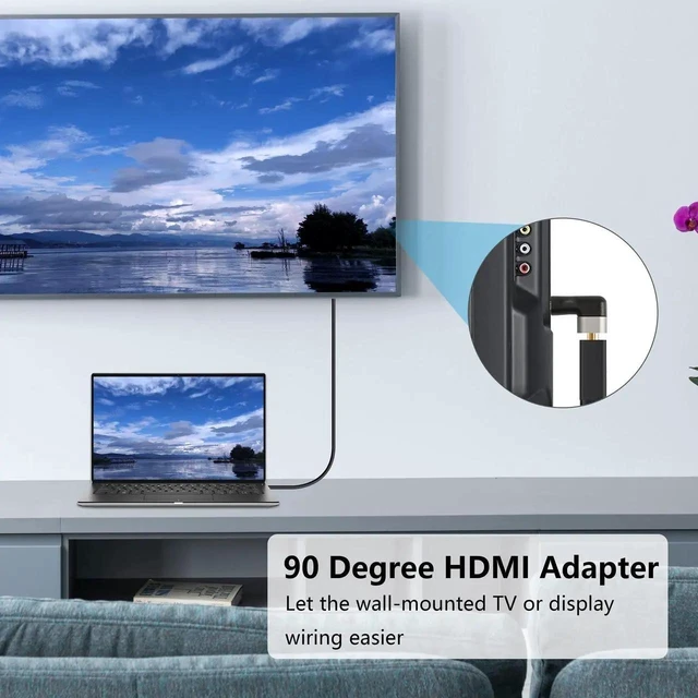 Alt view image 7 of 7 - 90 Degree HDMI Adapter Gold-Plated 4K@60Hz Male to Female Connector Extension Coupler, Wide Compatibility for TV Stick Monitor PC Projector (2PCS)
