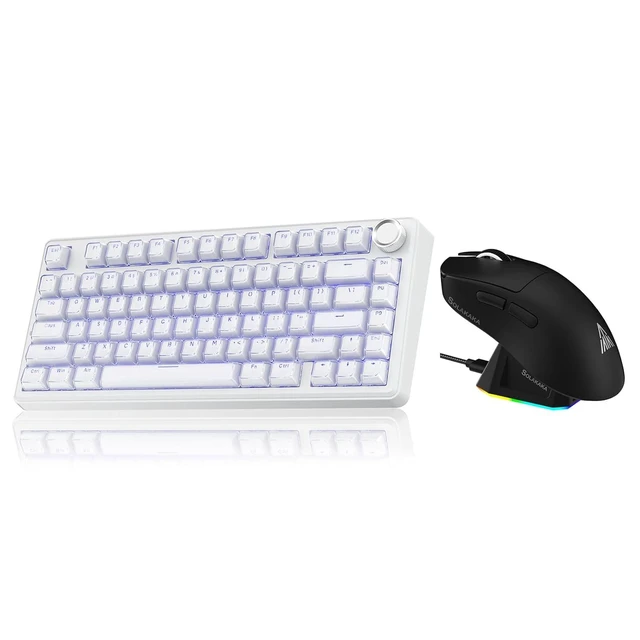 Alt view image 2 of 2 - A75 and SM822, Wireless Keyboard and Mouse Combo for PC (A75 Crystal-White & SM822 Black)