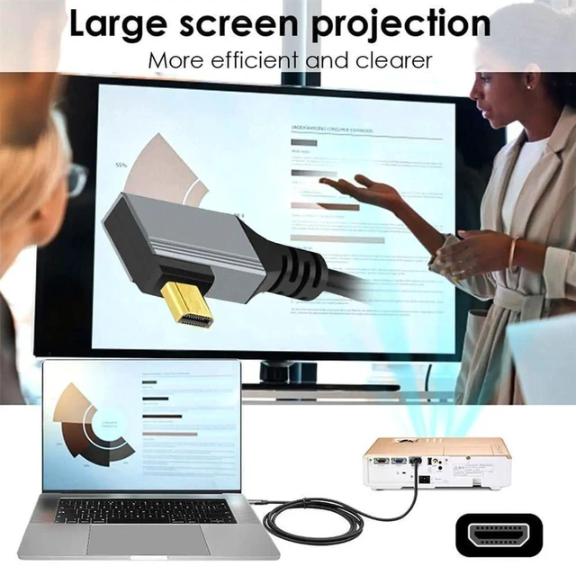 Alt view image 4 of 7 - 100cm 90 Degree Right Angled Coiled Micro HDMI 2.1 Cable, Type-D Micro HDMI Male to HDMI Male 8K@60Hz Stretch Spring Cord for Laptop Monitor HDTV Camera