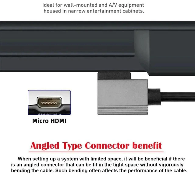 Alt view image 5 of 7 - 100cm 90 Degree Right Angled Coiled Micro HDMI 2.1 Cable, Type-D Micro HDMI Male to HDMI Male 8K@60Hz Stretch Spring Cord for Laptop Monitor HDTV Camera
