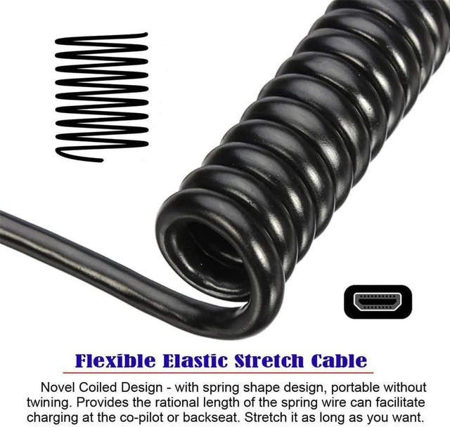 Alt view image 7 of 7 - 100cm 90 Degree Right Angled Coiled Micro HDMI 2.1 Cable, Type-D Micro HDMI Male to HDMI Male 8K@60Hz Stretch Spring Cord for Laptop Monitor HDTV Camera