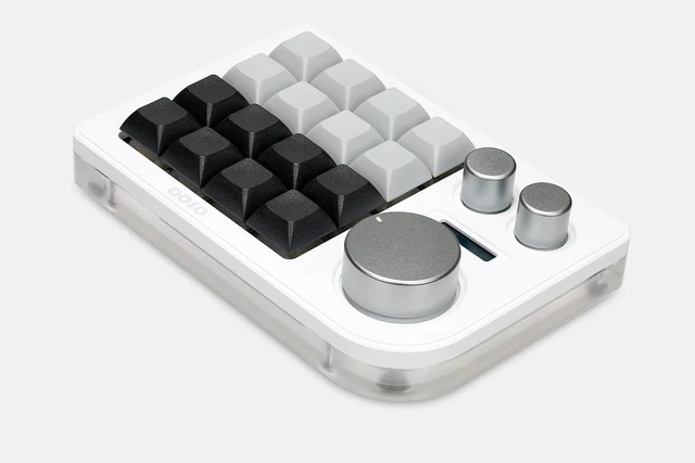 Alt view image 8 of 12 - Megalodon Triple Knob Macro Pad Programmable Designer Mini Keyboard 16 Keys (White)