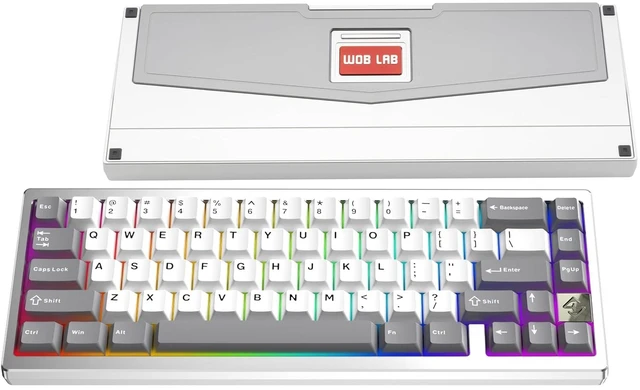 Alt view image 8 of 14 - WOBKEY Zen 65 65% Quick Release Wireless Mechanical Keyboard with RGB, CNC Aluminum Case, Hot-Swappable, VIA Support, BT/2.4G/USB-C Gaming Keyboard for Mac/Windows (Ultra Silver)
