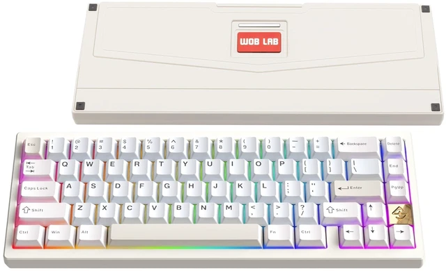 Alt view image 8 of 14 - WOBKEY Zen 65 65% Quick Release Wireless Mechanical Keyboard with RGB, CNC Aluminum Case, Hot-Swappable, VIA Support, BT/2.4G/USB-C Gaming Keyboard for Mac/Windows (Lite White)