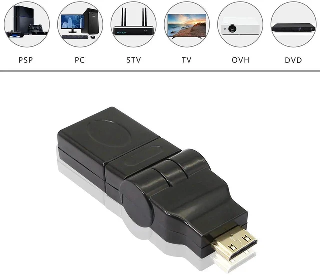 Alt view image 2 of 7 - Swivel Angle Mini HDMI to HDMI Adapter, 90° 180° 360° Rotating Mini HDMI Male to HDMI Female Converter Gold Plated 3D 2K for Camera Camcorder DSLR Tablet Graphics Card