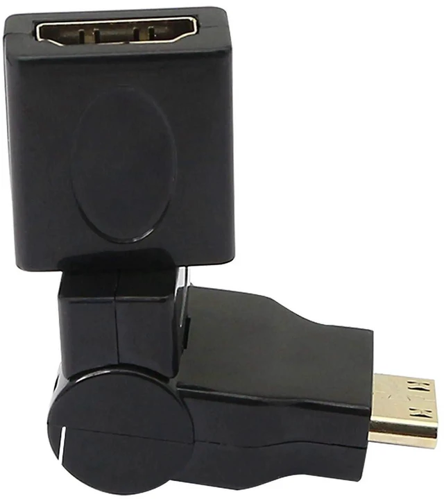 Alt view image 5 of 7 - Swivel Angle Mini HDMI to HDMI Adapter, 90° 180° 360° Rotating Mini HDMI Male to HDMI Female Converter Gold Plated 3D 2K for Camera Camcorder DSLR Tablet Graphics Card