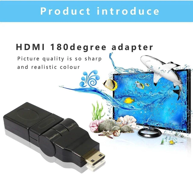 Alt view image 6 of 7 - Swivel Angle Mini HDMI to HDMI Adapter, 90° 180° 360° Rotating Mini HDMI Male to HDMI Female Converter Gold Plated 3D 2K for Camera Camcorder DSLR Tablet Graphics Card