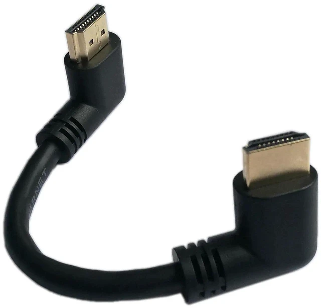 Alt view image 5 of 6 - 5 Inch 90 Degree Vertical Left to Right Angle HDMI Male to Male Cable, HDMI 2.0 High Speed Cord Support 4K@60Hz 2160P 1080P 3D Ethernet ARC for HDTV Monitor Projector