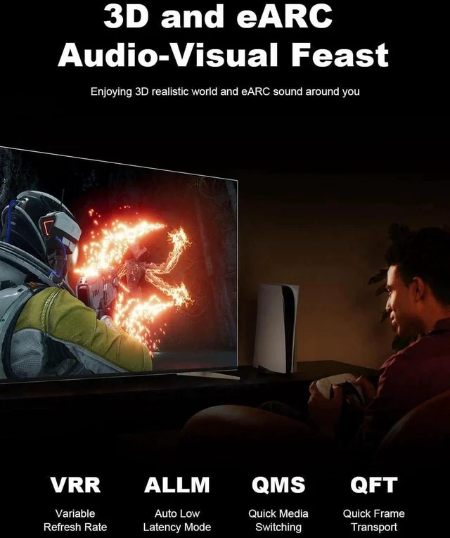 Alt view image 5 of 7 - 10K 8K 4K HDMI 2.1 Cable 6FT, 48Gbps Ultra High Speed Braided HDMI Cord, 8K@60Hz 4K@120Hz Dynamic HDR eARC HDCP 2.2 2.3 Compatible with TV Laptop Monitor PS5 Xbox Projector Sound System