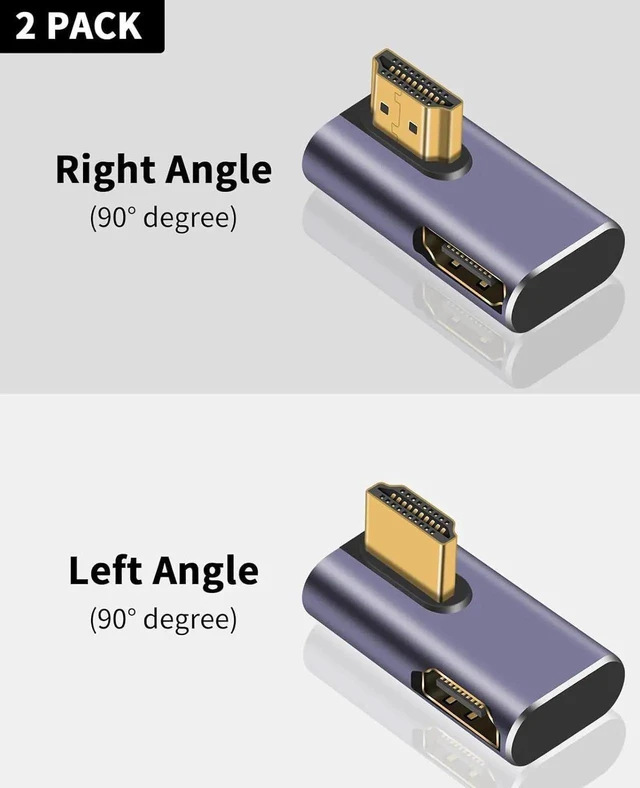 Alt view image 5 of 7 - 8K HDMI 2.1 90 Degree & 270 Degree Angle Adapter, 2-Pack Male to Female Extender 48Gbps 8K@60Hz for HDTV Laptop PS5 Xbox