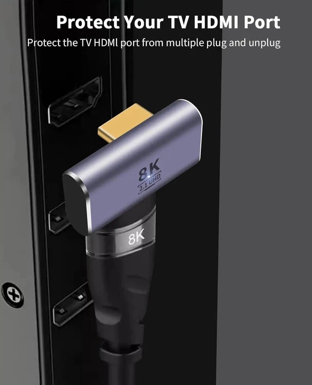 Alt view image 6 of 7 - 8K HDMI 2.1 90 Degree & 270 Degree Angle Adapter, 2-Pack Male to Female Extender 48Gbps 8K@60Hz for HDTV Laptop PS5 Xbox