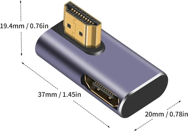 Alt view image 7 of 7 - 8K HDMI 2.1 90 Degree & 270 Degree Angle Adapter, 2-Pack Male to Female Extender 48Gbps 8K@60Hz for HDTV Laptop PS5 Xbox